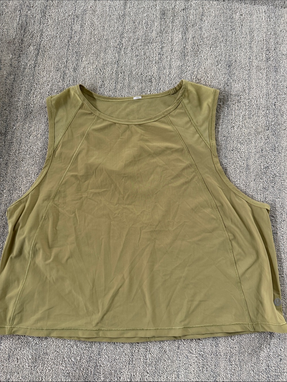 Women’s Lululemon Olive Green Mesh Athletic Tank Top sz M Open Back